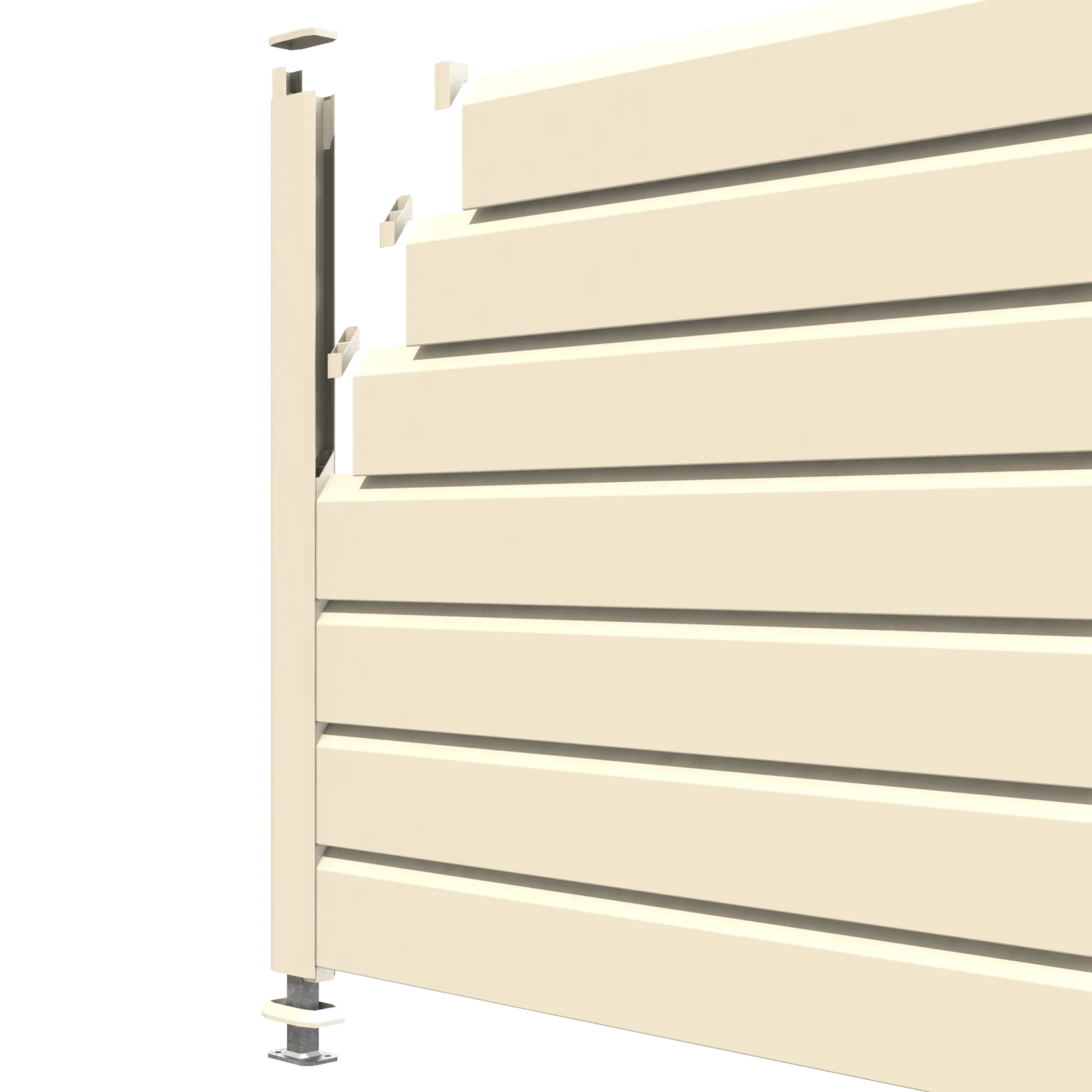 Vue éclaté de la clôture pvc CLOSEA beige