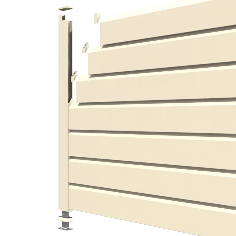 Clôture persienne CLOSEA PVC beige 5 Vue éclaté de la clôture pvc CLOSEA beige