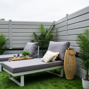Clôture PVC gris clair persienne Closea