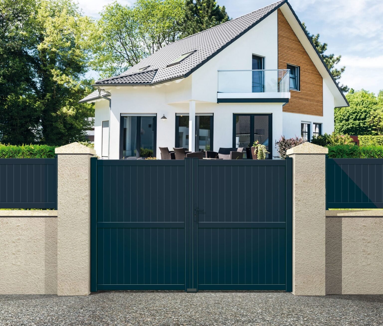 Portail battant aluminium gris anthracite Paris 355x200
