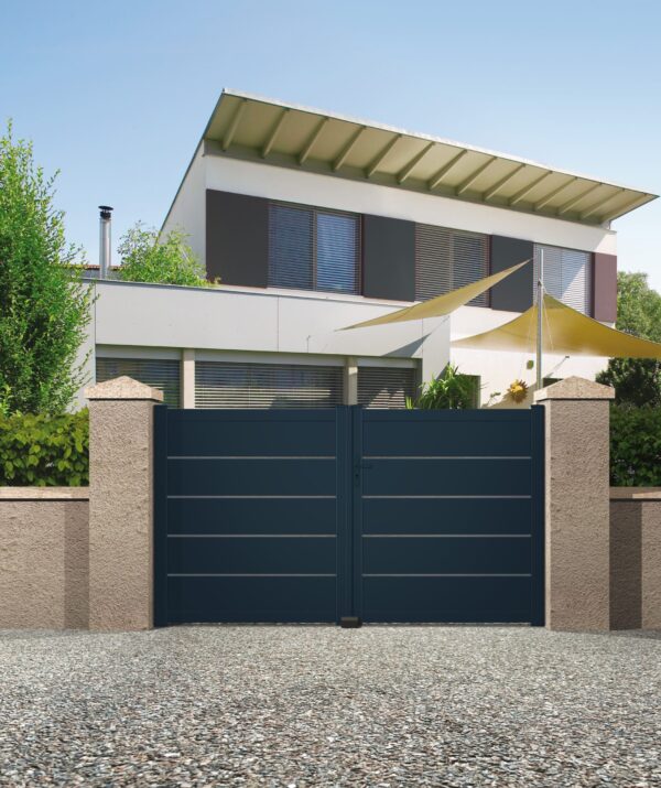 Portail battant aluminium gris anthracite - Toulouse - 355x169