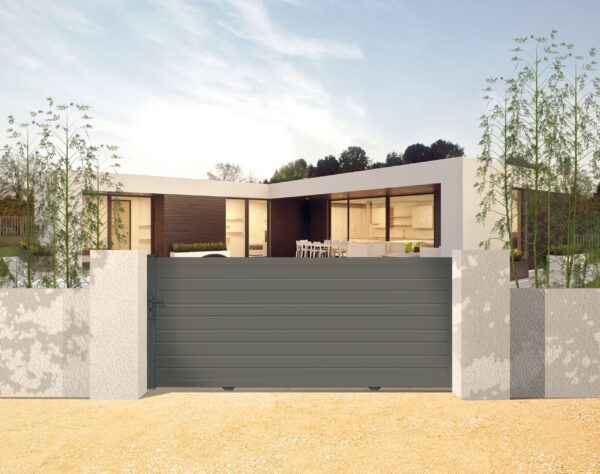 Portail battant aluminium gris anthracite - Angers - 355x156