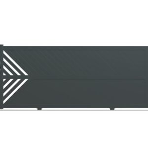 Portail coulissant gris anthracite aluminium Rennes 355x150