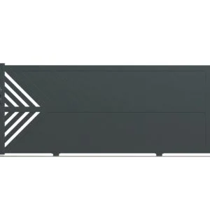 Portail coulissant gris anthracite aluminium Rennes 355x150