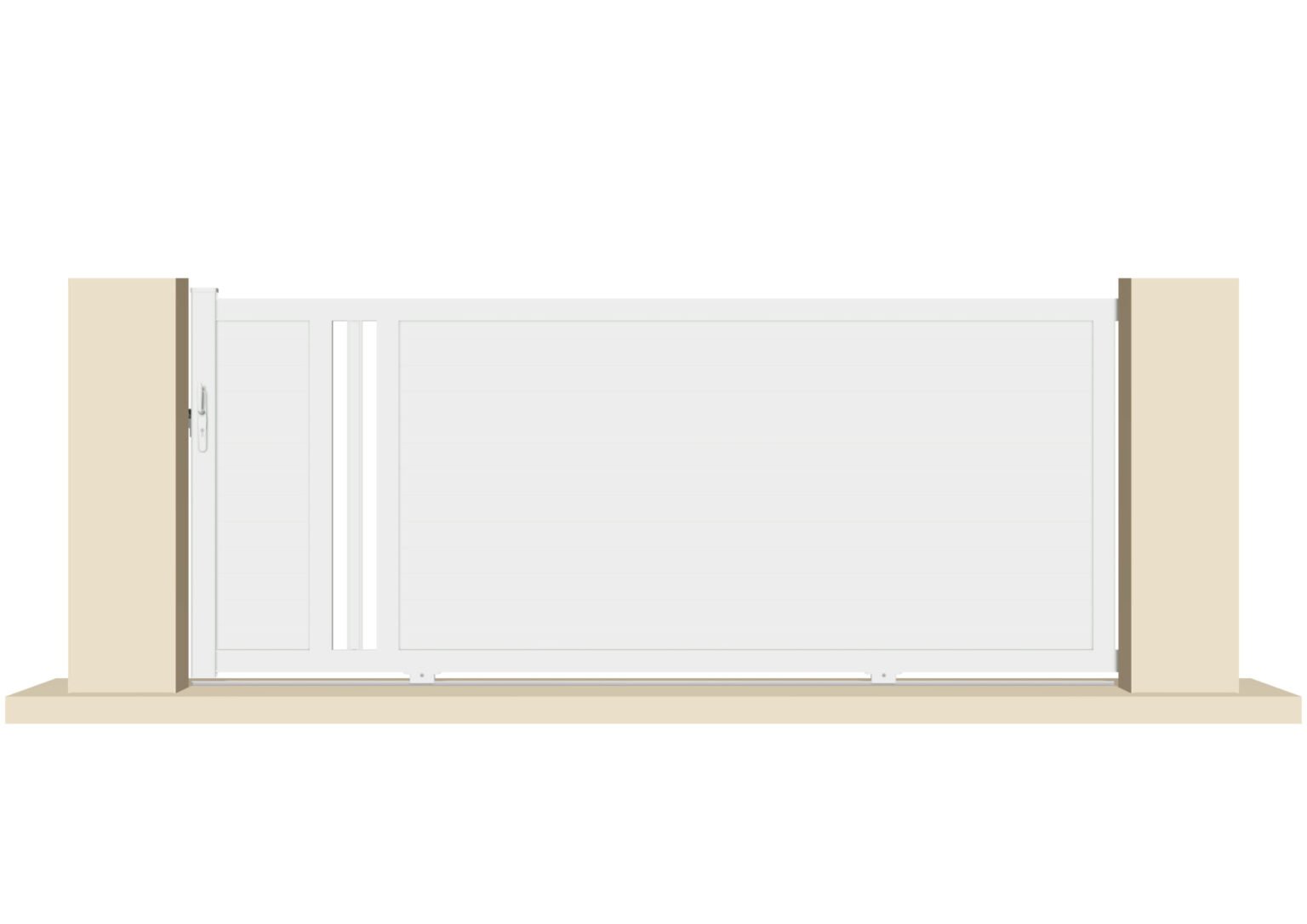 Portail coulissant PVC blanc - Tours - 355x120