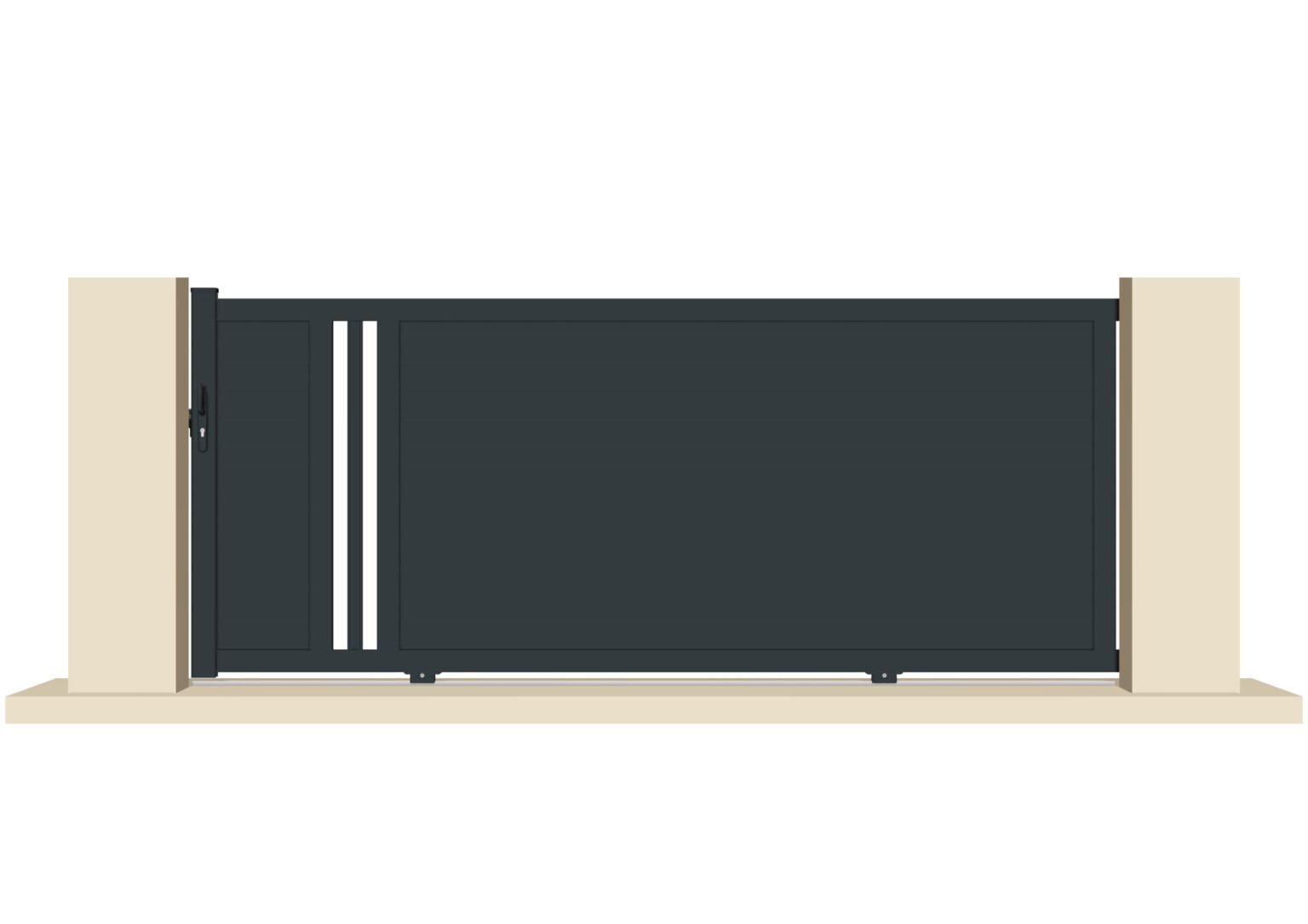 Portail coulissant aluminium gris anthracite - Nantes - 355x120