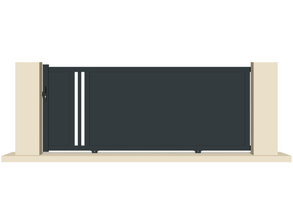 Portail coulissant aluminium gris anthracite - Nantes - 355x120