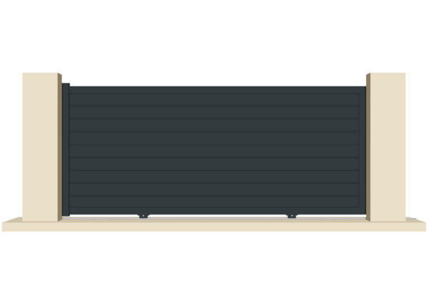 Portail coulissant aluminium gris anthracite - Angers - 355x156