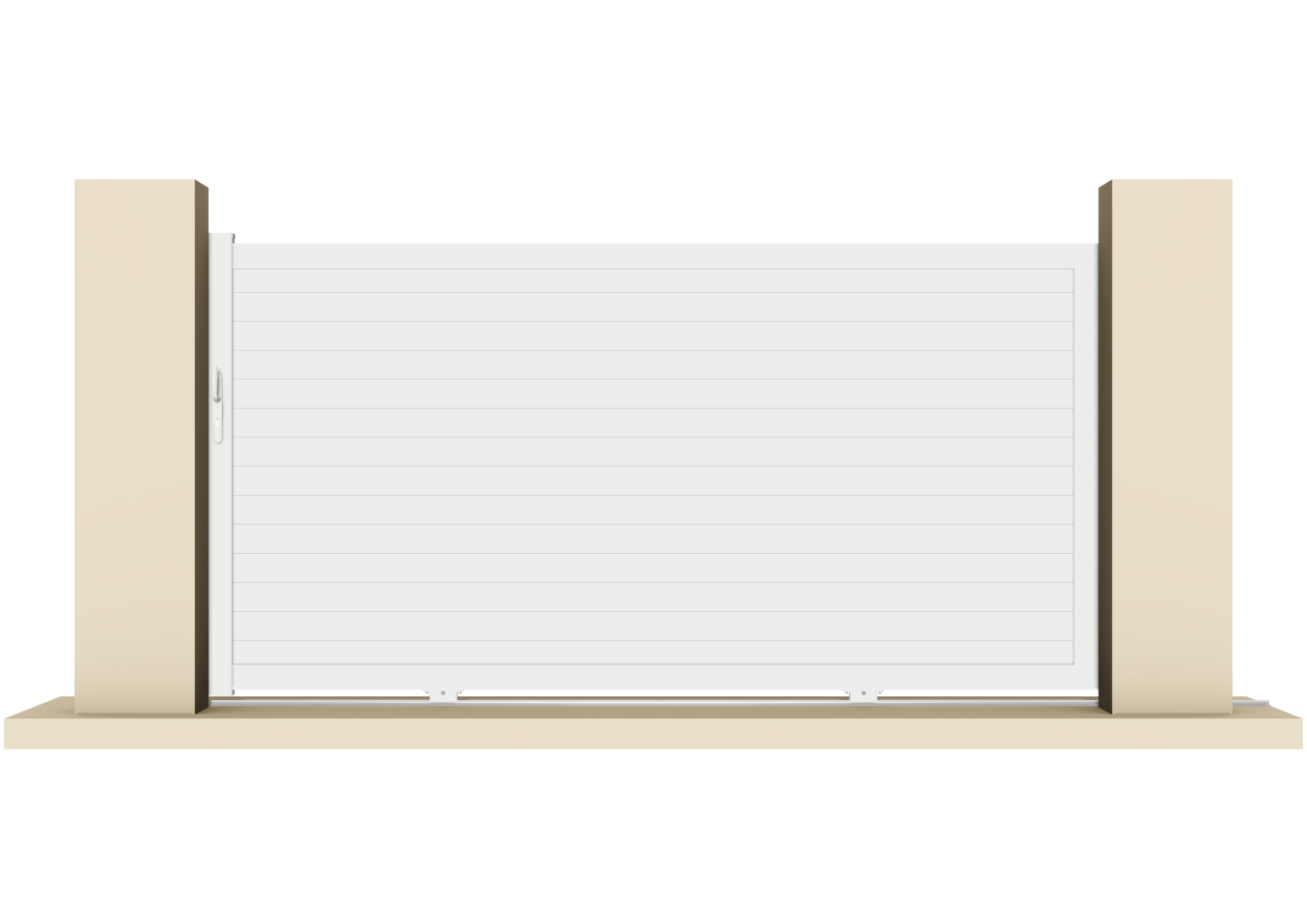 Portail coulissant PVC blanc - Lille - 355x160