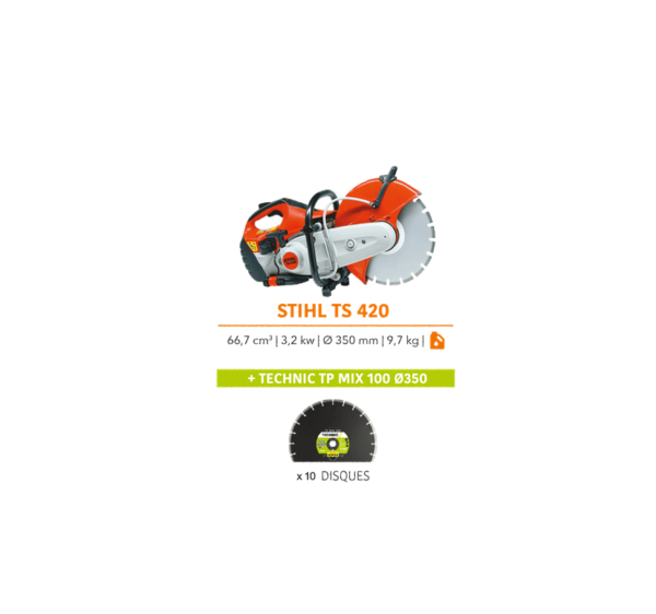 Découpeuse thermique TS420 Stihl + 10 disques