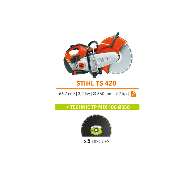 Découpeuse thermique TS420 Stihl + 5 disques