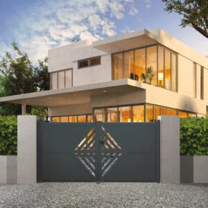 Portail battant gris anthracite aluminium Rennes 355x150