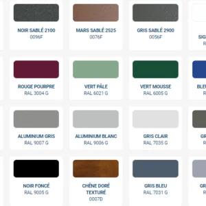 Nuancier clôture aluminium pleine