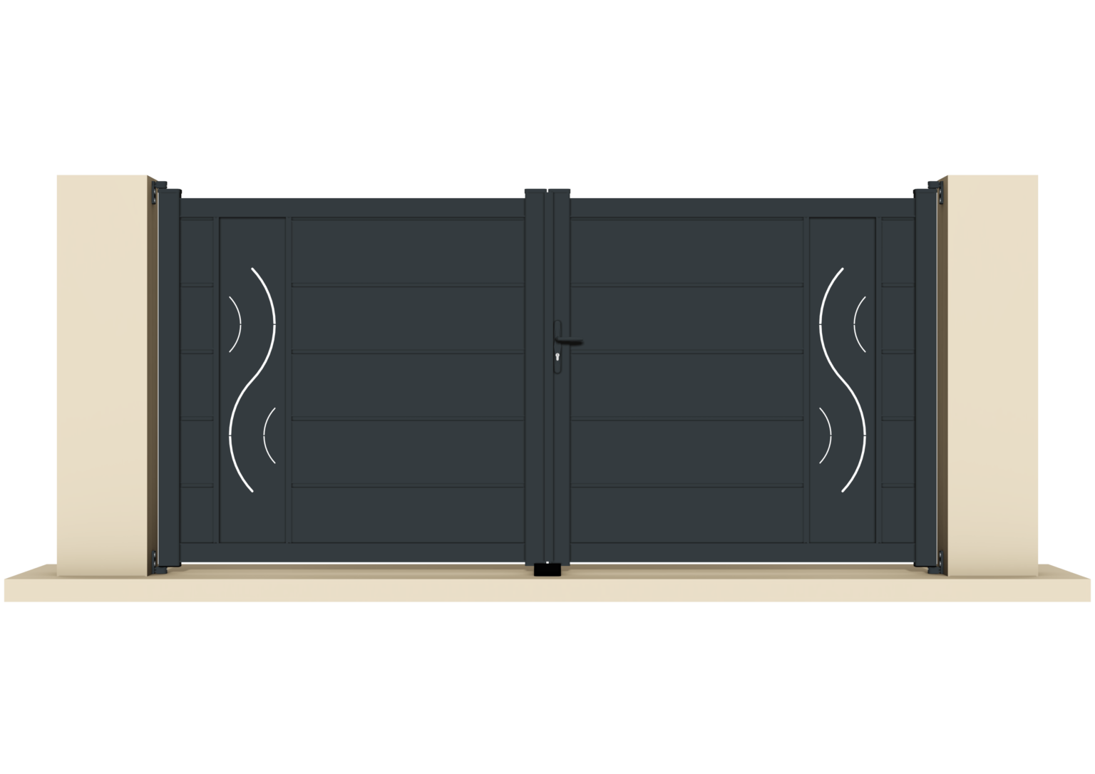 Portail battant aluminium gris anthracite -Nice - 355x169
