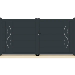 Portail battant aluminium gris anthracite -Nice - 355x169