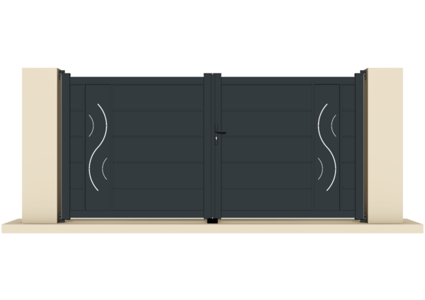 Portail battant aluminium gris anthracite -Nice - 355x169