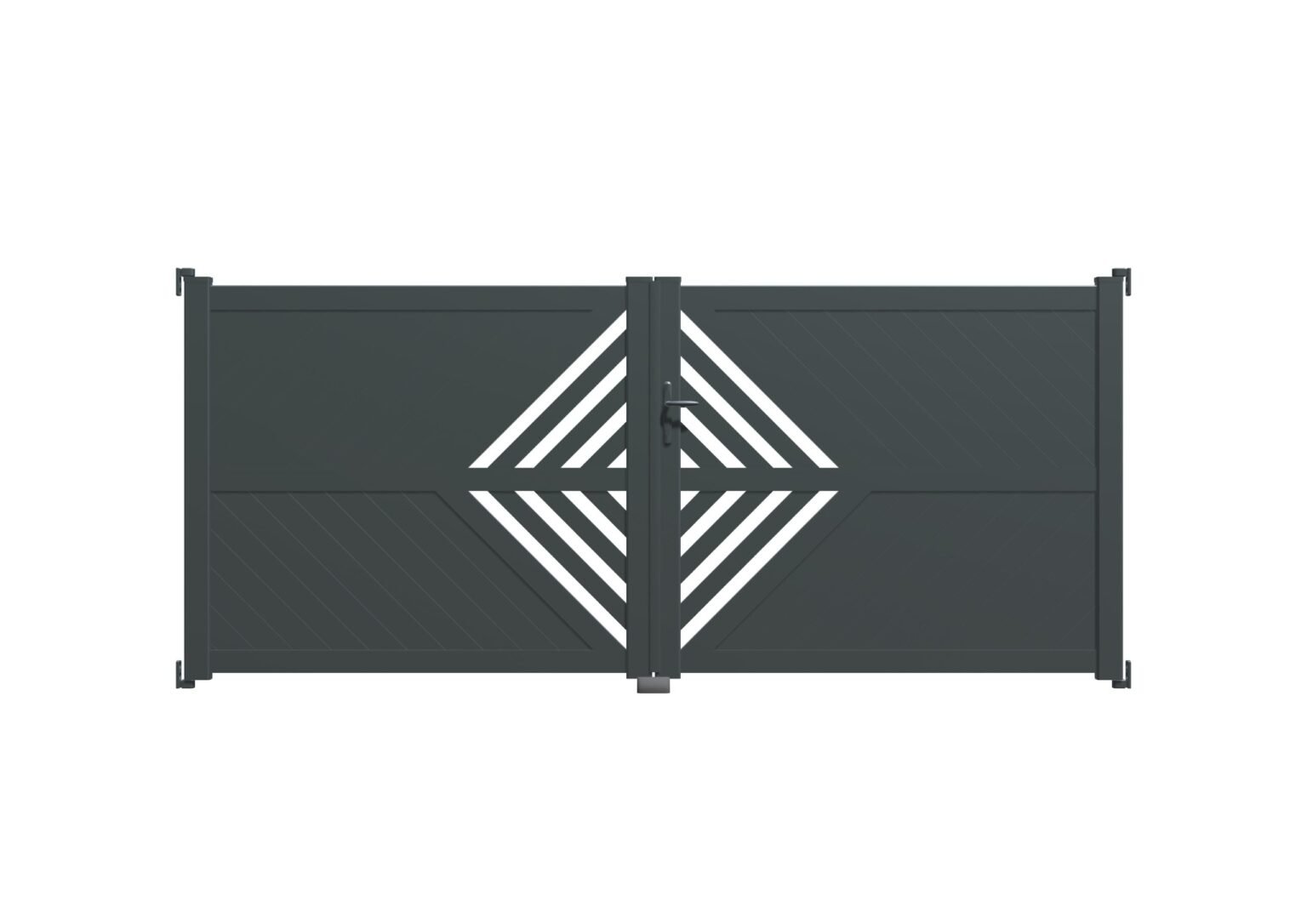 Portail battant gris anthracite aluminium Rennes 355x150