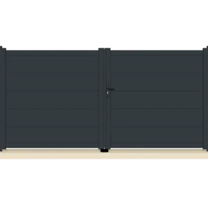 Portail battant aluminium gris anthracite - Montpellier - 355x169