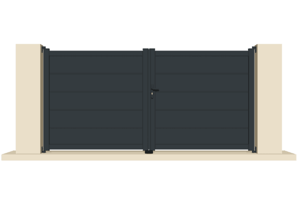 Portail battant aluminium gris anthracite - Montpellier - 355x169