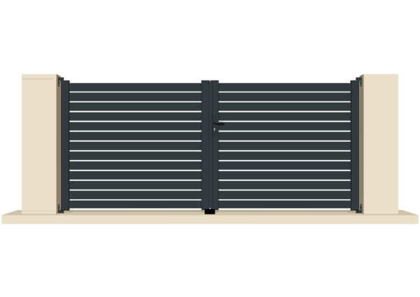 Portail battant aluminium gris anthracite - La Rochelle - 355x152
