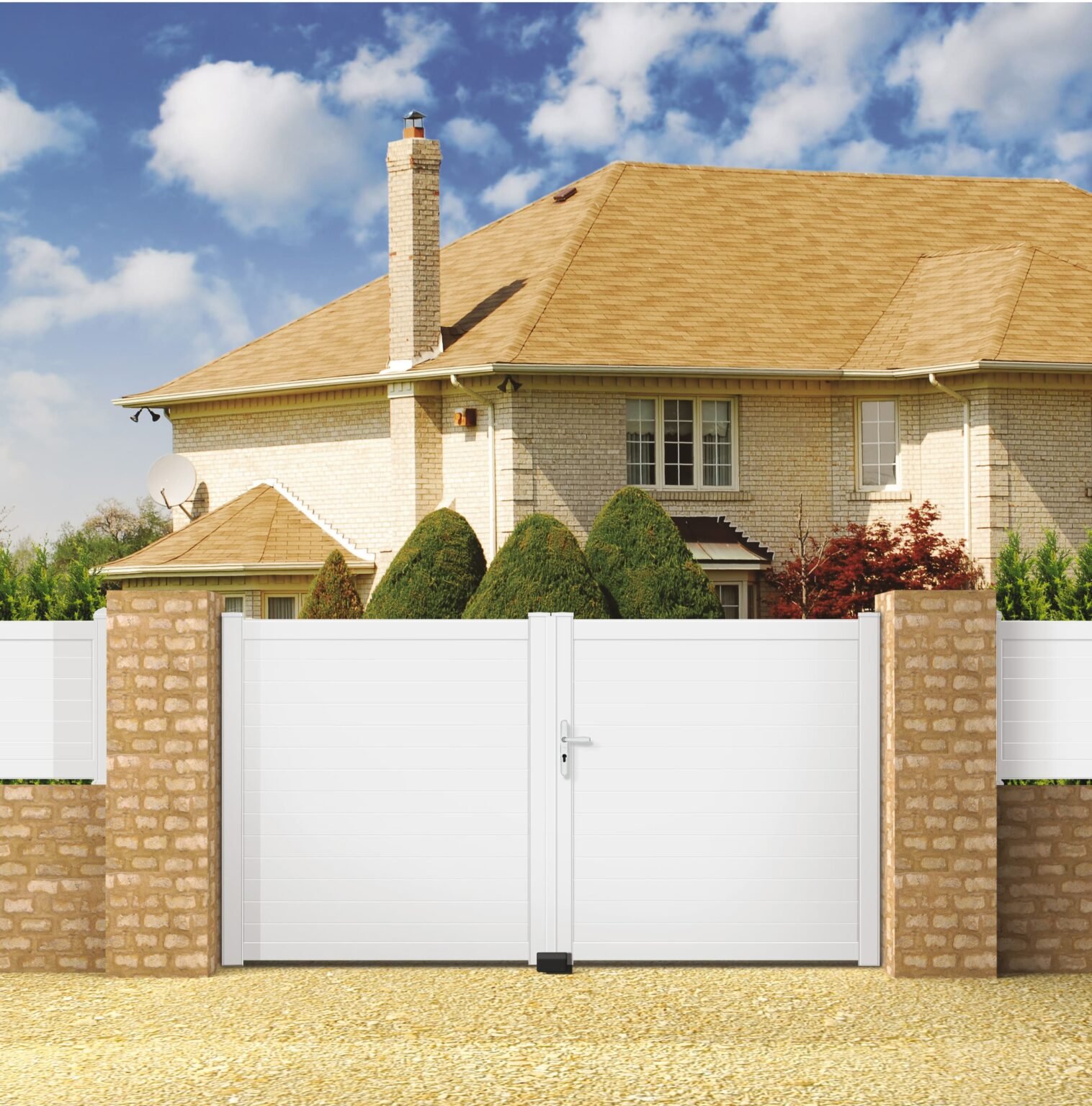 Portail battant PVC blanc - Lille - 355x160
