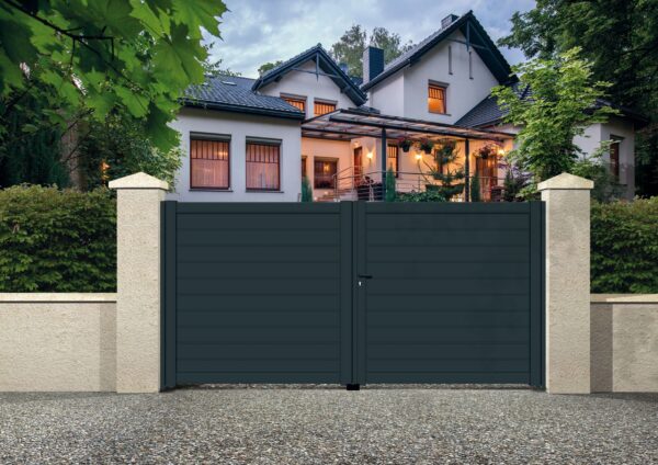 Portail battant aluminium gris anthracite - Lyon - 355x160