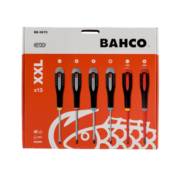 Jeu tournevis ergo fente, ph, pz, torx - 13 pcs - BE-9875 - Bahco