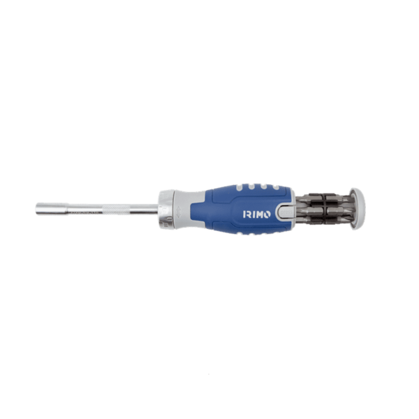 Tournevis à cliquet réversible porte-embouts 1 quart avec 12 embouts - 475R-1 4-110 - Irimo