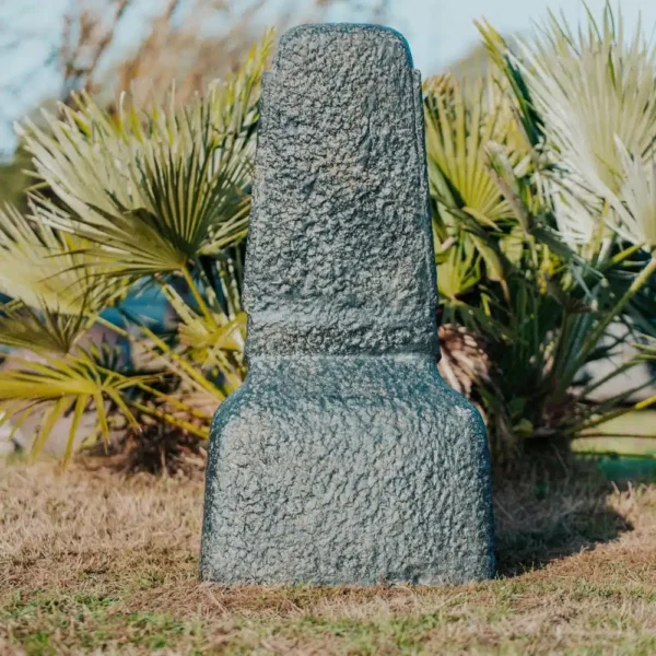 CMJ-M-MOAI-98-N Statue MOAI pour jardin 100 cm en pierre noire antique