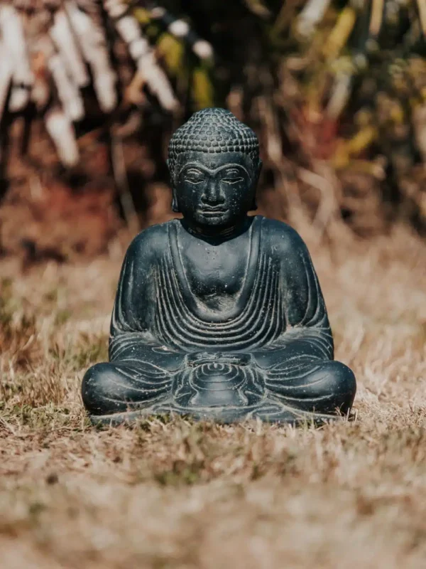 CMJ-M-SBJAP-21-N Statue Bouddha assis en pierre - 21 cm Méditation