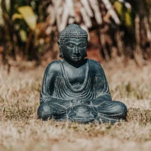 CMJ-M-SBJAP-21-N Statue Bouddha assis en pierre - 21 cm Méditation