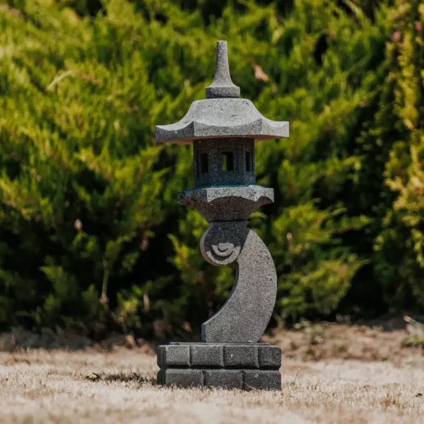 CMJ-PL-LPKAMOGAWA-90-NAT Lanterne japonaise statue pagode extérieure en pierre de lave - 90 cm Kamogawa