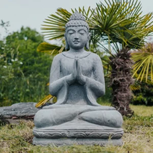 Statue en pierre Bouddha assis zen en pierre naturelle premium - 100 cm