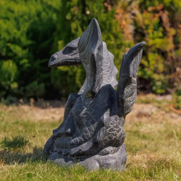 CMJ-M-DRAGON-70-N Statue dragon pour extérieur - Noir antique 70cm