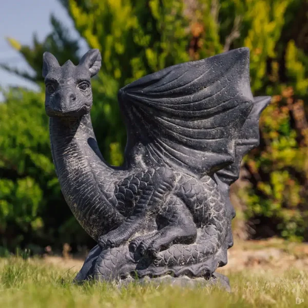 CMJ-M-DRAGON-70-N Statue dragon pour extérieur - Noir antique 70cm