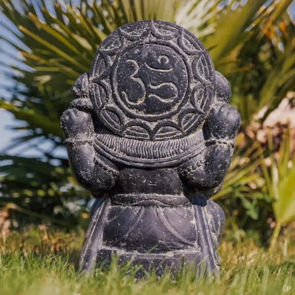 CMJ-M-GANESH-50-N Statue Ganesh assis pour extérieur - Noir antique 50cm