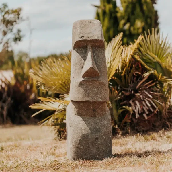 CMJ-PV-MOAI-100-NAT Statue de jardin MOAI île de Pâques en pierre volcanique - Naturel 100 cm