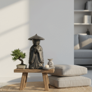 Statue moine Shaolin - Noir antique 60cm
