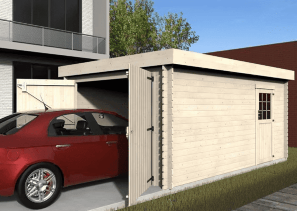Garage bois Galan 16m2 61832S936 Décor et Jardin en situation