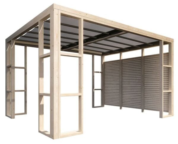 Pergola 12m2 Ambre avec toile + 1 paroi - DECOR ET JARDIN 30177-021