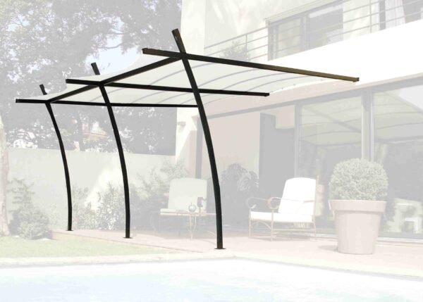 Pergola Sydney adossée 4x3.5/3 - Toile d'ombrage polyester en option - Couleurs du monde 1 Pergola Sydney structure seule