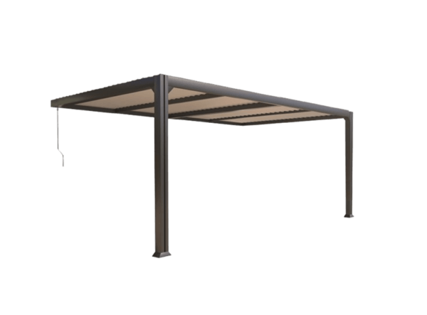 Pergola adossée aluminium bioclimatique 3.5x5 dbles pieds CHARLOTTE - Couleurs du monde (détouré)