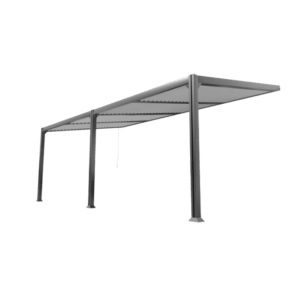 Pergola adossée bioclimatique 3x6 toit incliné aluminium CANBERRA - Couleurs du monde (détouré)