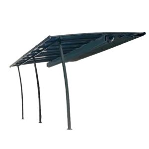 Pergola adossée polycarbonate et aluminium + toile coulissante 3.5x4M OSLO - Couleurs du monde (détouré)