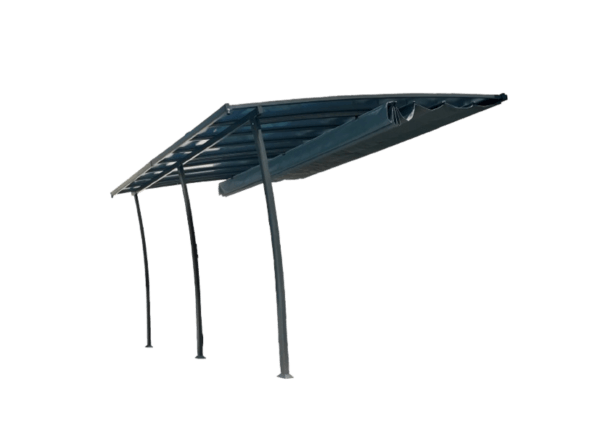 Pergola adossée polycarbonate et aluminium + toile coulissante 3.5x4M OSLO - Couleurs du monde (détouré)
