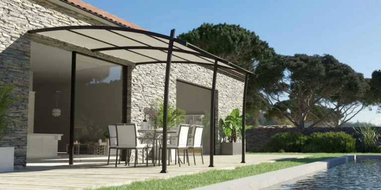 Pergola KYOTO structure aluminium pour toile 3.5x4 - Couleurs du monde 2 Pergola structure alu pour toile 3.5x4 KYOTO - Couleurs du monde