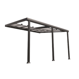 Pergola toit polycarbonate coulissant adossée en aluminium 3.5x4M ATHEZZA - Couleurs du monde (Détouré)