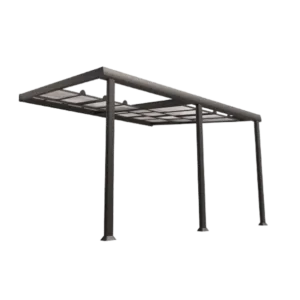Pergola toit polycarbonate coulissant adossée en aluminium 3.5x4M ATHEZZA - Couleurs du monde (Détouré)