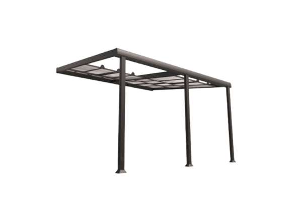 Pergola toit polycarbonate coulissant adossée en aluminium 3.5x4M ATHEZZA - Couleurs du monde (Détouré)