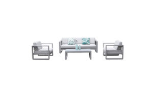 Salon de jardin aluminium 5 places gris clair Willis - Couleurs du monde - Livraison offerte !